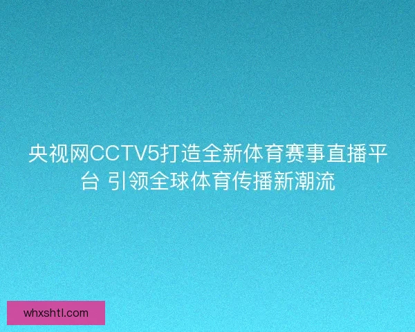 央视网CCTV5打造全新体育赛事直播平台 引领全球体育传播新潮流