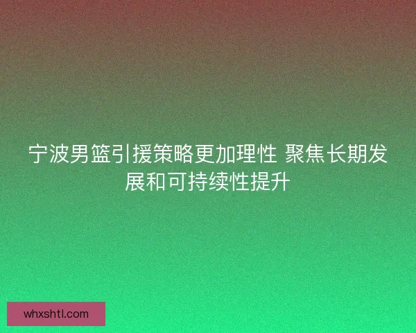 宁波男篮引援策略更加理性 聚焦长期发展和可持续性提升