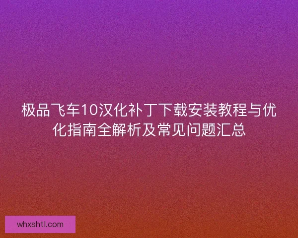极品飞车10汉化补丁下载安装教程与优化指南全解析及常见问题汇总